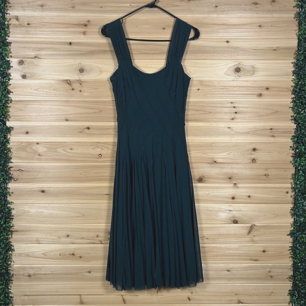 Elana Kattan Womens Small Dark Green Fairy Whimsigoth Mesh Fit and Flare Dress